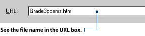 The name of the file with the bookmark will appear in the URL box
