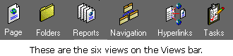 Buttons on the Views bar.