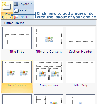 Insert New slide with particular layout
