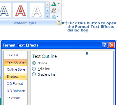 Format Text Effects dialog box