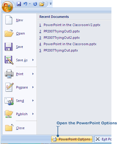 Powerpoint Options